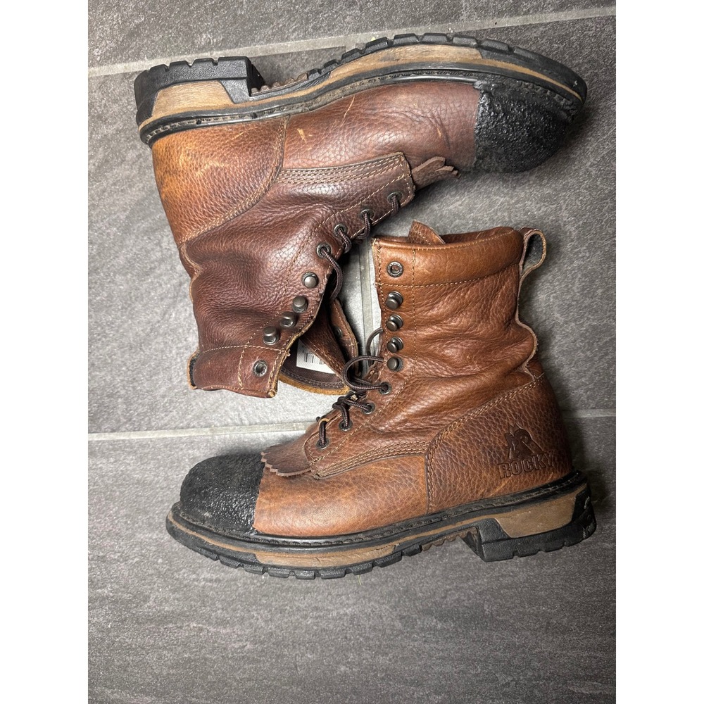 Rocky 6722 Mens Brown Leather Kiltie Work Boots EH Rated Size 9M